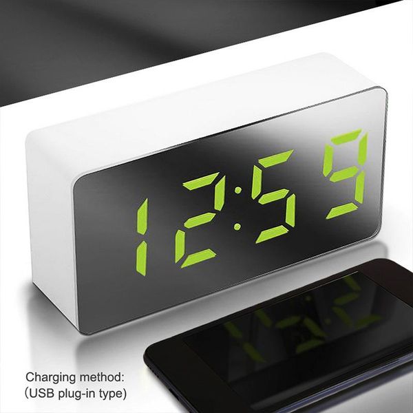 

other clocks & accessories led mirror digital clock alarm snooze table wake up mute calendar dimmable electronic deskhome decoration