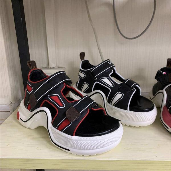 

sandals luxury shoes women designers platform fashion brand mixed color ankle hook loop wedges woman, Black