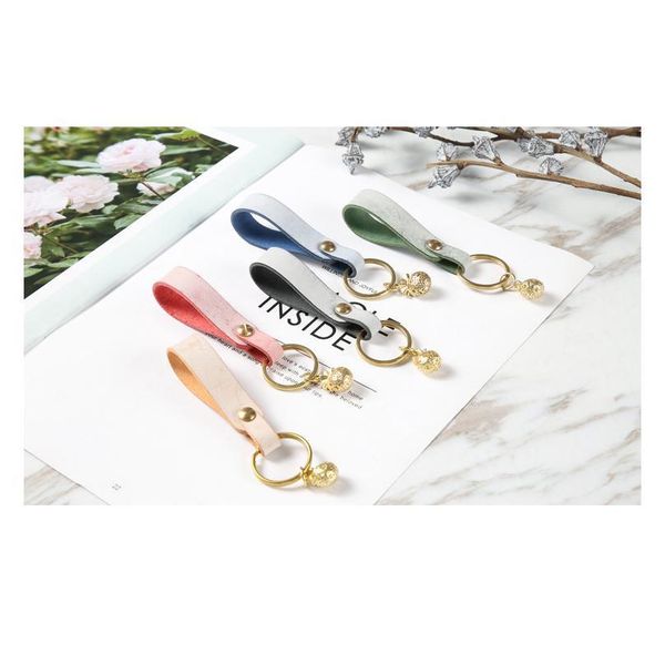 

fashion cowhide leather brass circle bead keychain vintage brass circle wallet key chain waist car leather keychains k jllbdy