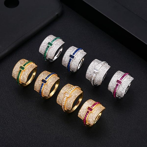 

janekelly design luxury statement stackable ring for women wedding cubic zircon engagement dubai punk bridal finger rings, Silver