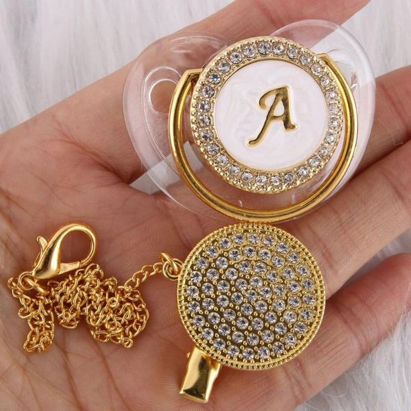 

pacifiers# 26 initial letters transparent baby pacifier with chain clip born kids dummy orthodontic nipple soother drop