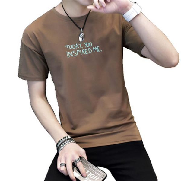 

mens short sleeve tshirt fashion trend casual sweat absorbing breathable clothes slim round neck summer men half sleeve casual tees top, White;black
