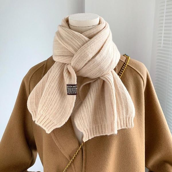 

scarves 2021 winter pure color knitted wool keep warm scarf student decoration fashion thickened, Blue;gray