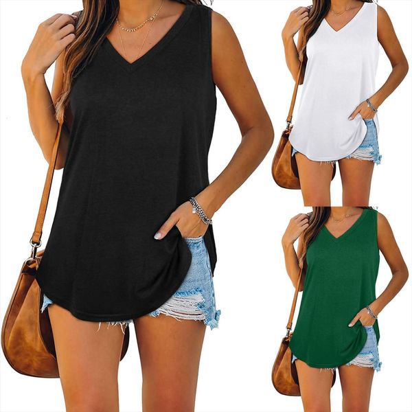 

v neck women camis plus size elastic summer solid sleeveless casual white black female basic d4