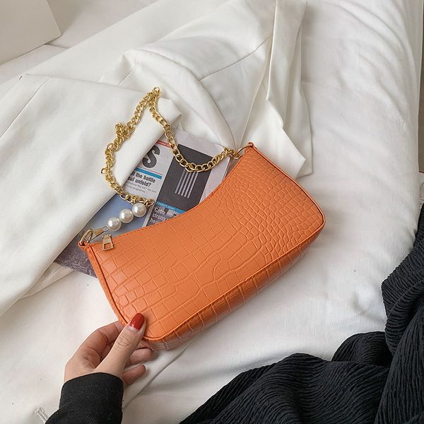 

womens bag 2021 spring and summer latest flow fashion shoulder casual pearl chain armpits under the ocean air texture cross-package tie