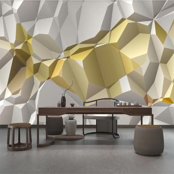 

wallpapers milofi custom 3d wallpaper mural three-dimensional ultra-large gold geometric background wall living room bedroom decoration pai