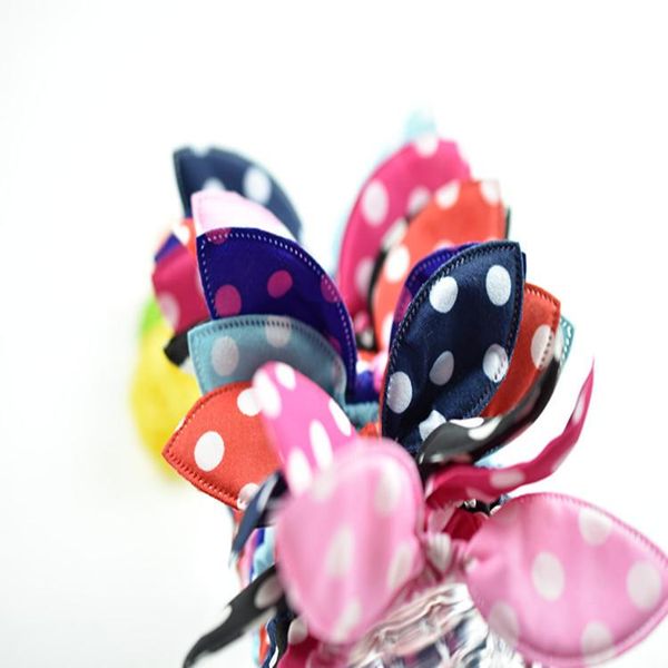 

pack 10pcs towel ears hair accessories cute polka dot bow hair tie fabric head rope tie elastic fashion wild a009, Slivery;white