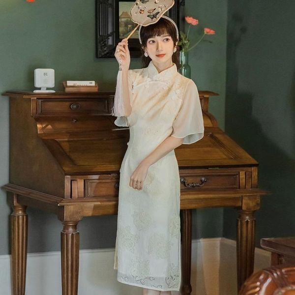 

ethnic clothing summer re modified dress in 2021 republic of china women's wear daily simple elegant small cheongsam, Red