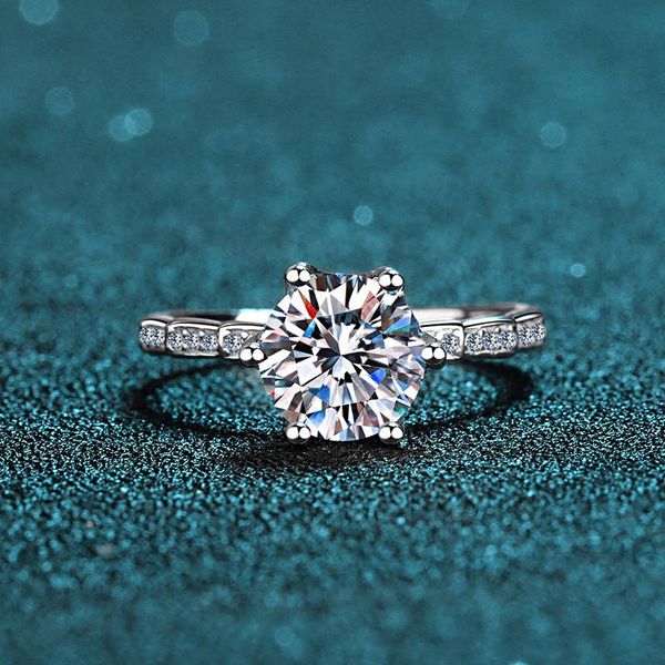 

cluster rings round brilliant cut 2 d color moissanite snake ring 925 silver diamond test past big gemstone wedding for teen girls, Golden;silver