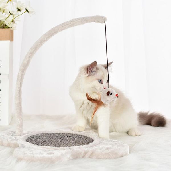 

cat toys carpet pet scratching board doll feather linen wand catcher teaser stick interactive wood rod mouse toy