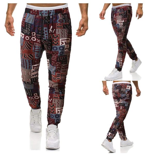 

men's pants retro ethnic style casual trousers fashion plus-size trend small feet jogging sweatpants #58, Black
