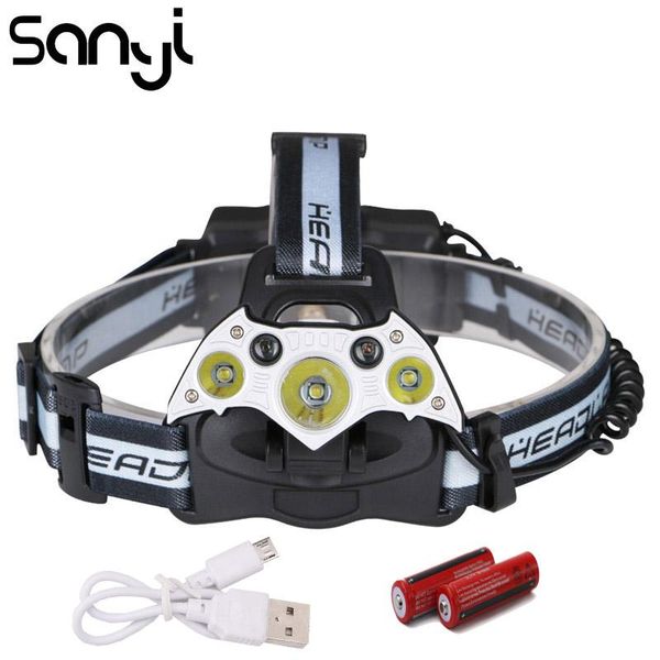 

sanyi 3*t6+2*xpe headlight super bright head led head lamp for camping hunting fishing light torch