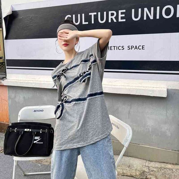 

women's t-shirt short sleeve tees streetwear t shirt crewneck bow summer 2021 fashion women white grey loose tshirt y2k 9ize