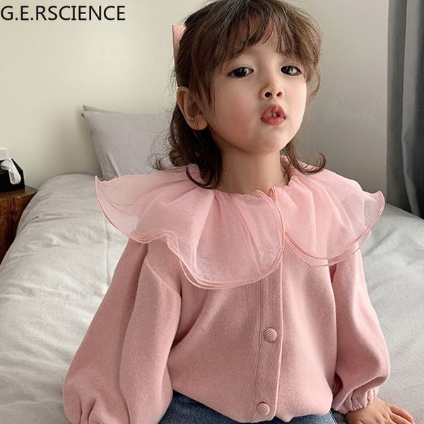 

girls cardigan 2022 new baby cute sweet clothing lace lapel spring and autumn, Blue