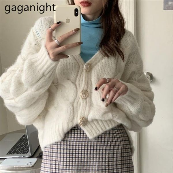 

women's knits & tees gaganight korean fashion women cardigan solid sweater lady fall winter clothes for sweet kardigans casual loose, White