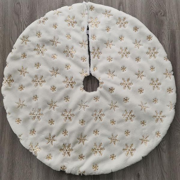 

christmas decorations tree skirt 90/120cm xmas foot carpet snowflake patterns mat navidad for home gold/silver