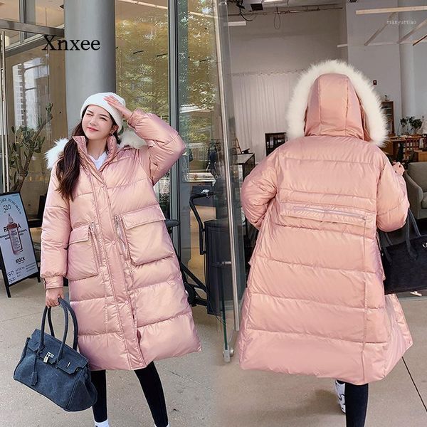 

women's down & parkas 2021 winter bright-faced cotton coat medium-length casual thickening hoodie jacket ladies coats and jackets, Black