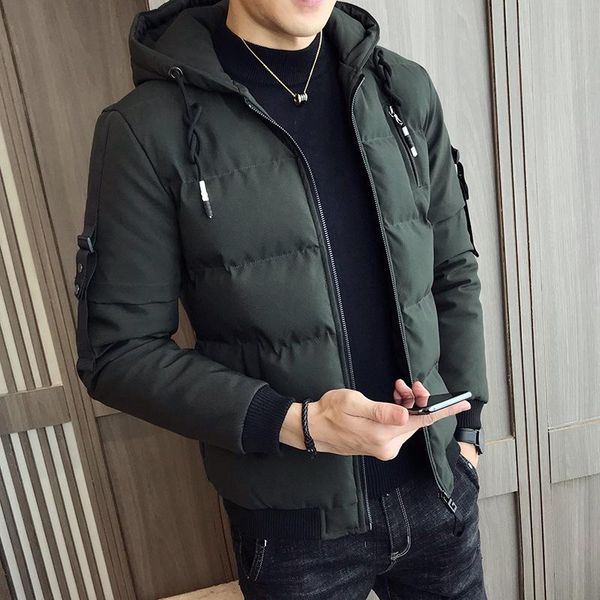 

men's jackets the cotton male winter cotton-padded jacket pure color coat of cultivate one's morality even cap, Black;brown