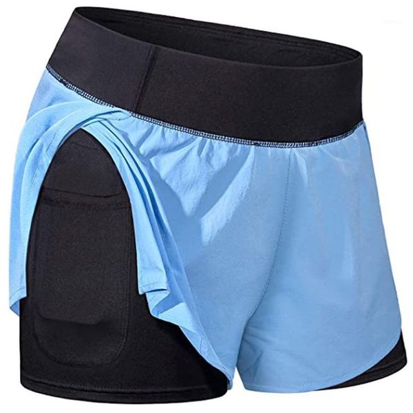 

in 1 womens sports shorts tennis skirt girls female gym short dance running fitness pantskirt anti-emptied #g1 women's, White;black