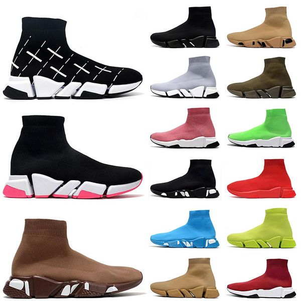 

2022 fashion knit shoes mens womens outdoor warking jogging boots ankle high designer triple black full white dark brown grey light green so, White;red