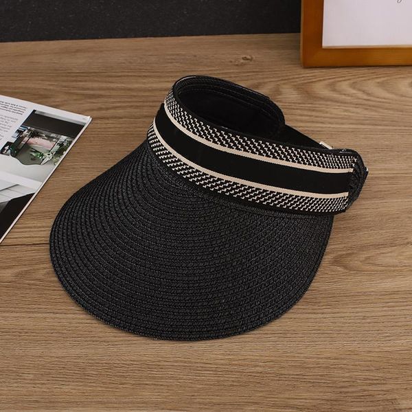 

wide brim hats 2021 summer spring korea style empty visors wome men straw sun hat holiday beach cap, Blue;gray
