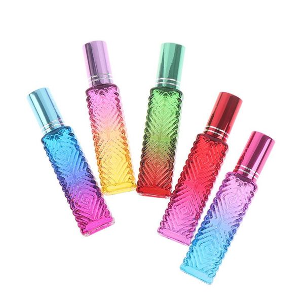 

6pcs 14ml colorful mini square glass empty perfume bottle fragrance refillable glass vials spray bottle