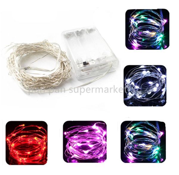 

strings led string lights 10m 5m 2m silver wire fairy light christmas wedding party decoration powered by battery strip lamp