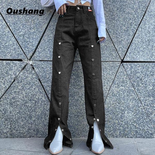 

women's jeans wide leg pants women casual high street cotton straight black solid loose stretch zipper floor ladies, Blue