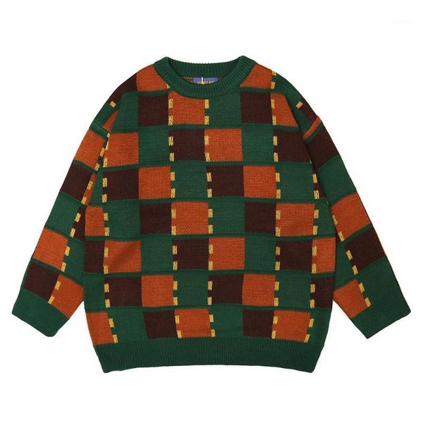 

women's sweaters fashion green vintage designer oversized argyle plaid woman 2021 women clothing sweater pullover femme chandails top, White;black