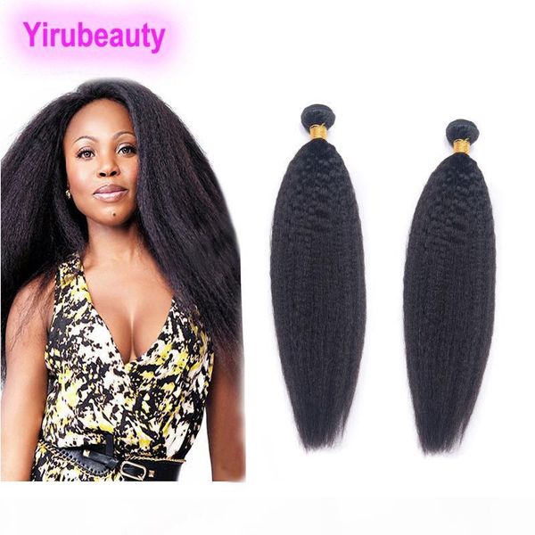 

indian human hair unprocessed human hair bundles kinky straight 2 bundles hair wefts two pieces lot yaki weaves, Black;brown