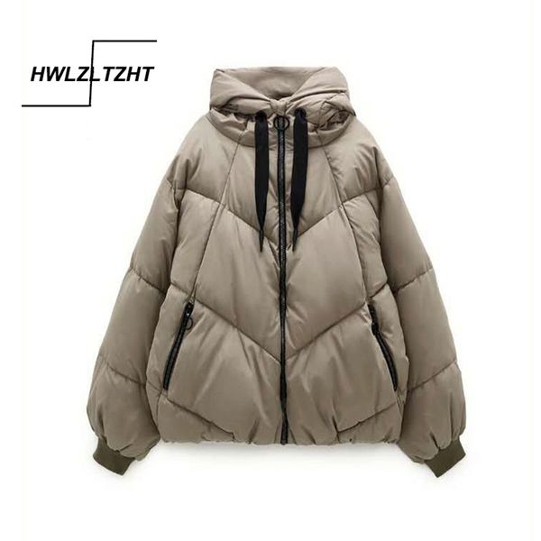 Hwlzltzht inverno quente neve mulheres com capuz parkas de jaqueta de algodão acolchoado mulher casaco de petroltar parka casual 211008