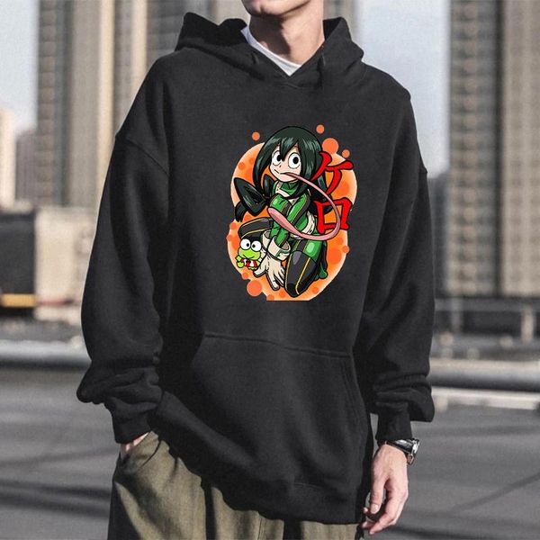

men's hoodies & sweatshirts my hero academia cosplay asui tsuyu japan anime men women funny cartoon kawaii girl printed harajuku sweats, Black