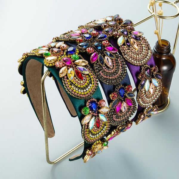

hair clips & barrettes luxury baroque heavy industry color rhinestone glass diamond accessories ladies prom gorgeous shining rainbow headdre, Golden;silver