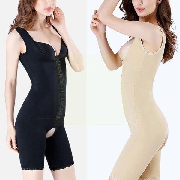 

women's shapers 1set body shaper colombian reductive girdles waist post corset slimming bodysuit trainer shapewear liposuction unde b9q, Black;white