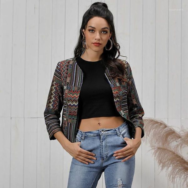 

autumn short blazer feminino country style casual coats for girl lady outwear geometric brown femme women's suits & blazers, White;black