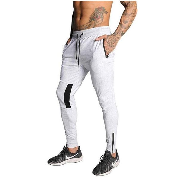 

men's pants 2021 casual zipper solid color tether elastic sports pencil, Black