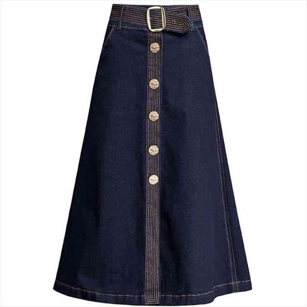 

autumn single-breasted high waist denim skirt fashion big swing long umbrella skirt, Black
