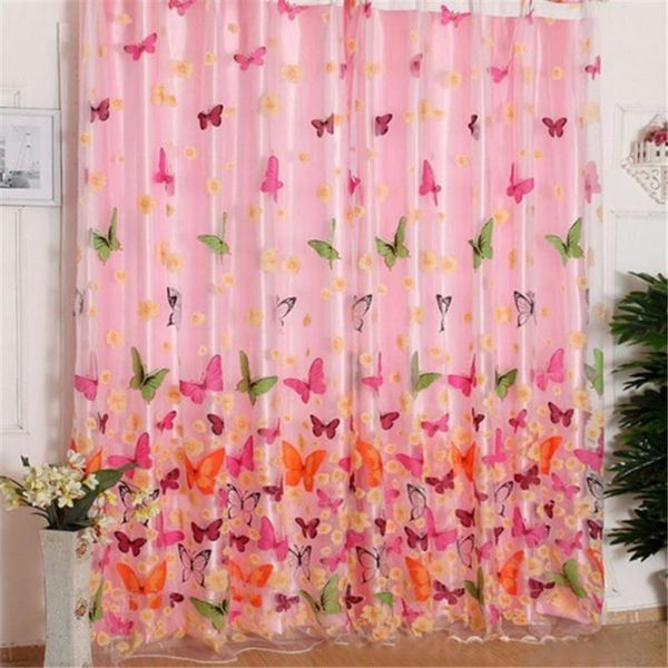 

curtain & drapes washable sheer voile butterfly print panel window drape room divider 2m x1m a