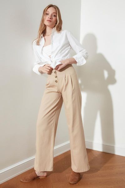 

women's pants & capris trendyol front button twoss21pl0266, Black;white