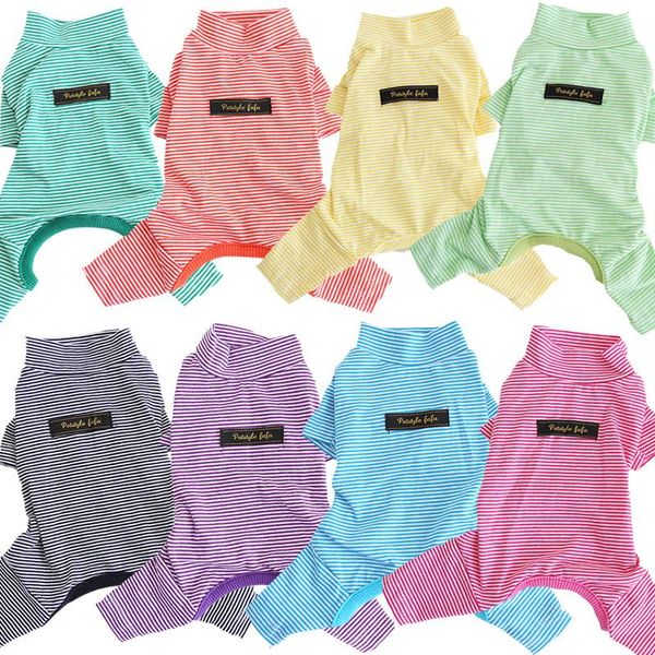 

dog apparel striped pajamas jumpsuit winter warm pet products teddy yorkie 100% cotton clothing for dogs cat chihuahua clothes