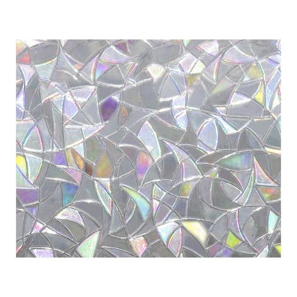

window stickers 2pcs glue-electrostatic 3d glass film irregular pattern refraction colorful grilles