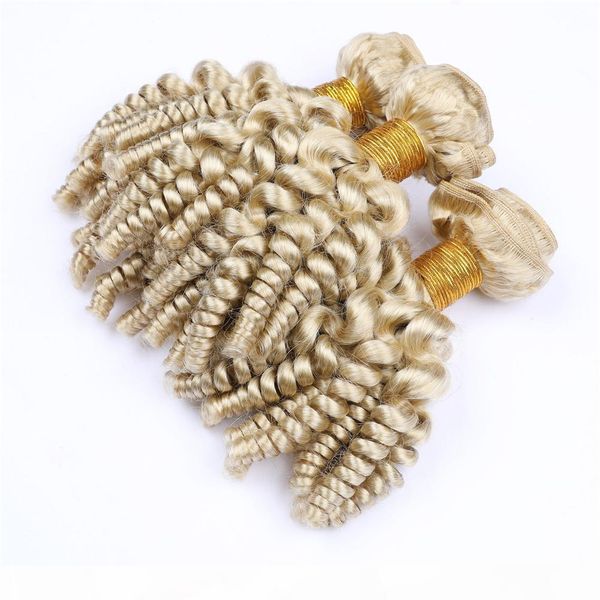 

blonde aunty funmi brazilian virgin human hair weaves #613 bleach blonde human hair bundles deals romance funmi curly double wefts 10-30&quo, Black;brown