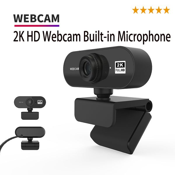 2K HD Webcam Mini Computer PC Web Camera con microfono Telecamere girevoli Trasmissione in diretta Videochiamata Conferenza Lavoro Caldo