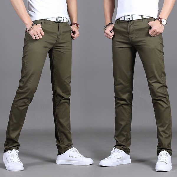 

men's pants 2021 arrival factory fashion mid waist casual side pockets slim fit denim washed regular pencil jeans, Black