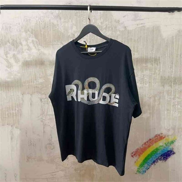 

men's t-shirts oversized rhude t-shirt men women 1:1 quality vintage snake bone print rhude tee rh mark short sleeve g1ed, White;black