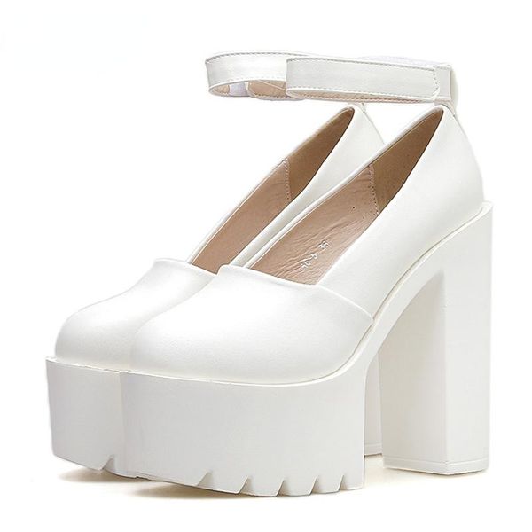 

dress shoes spring autumn platform woman heels rubber sole black withe women pumps ladies wedding drop
