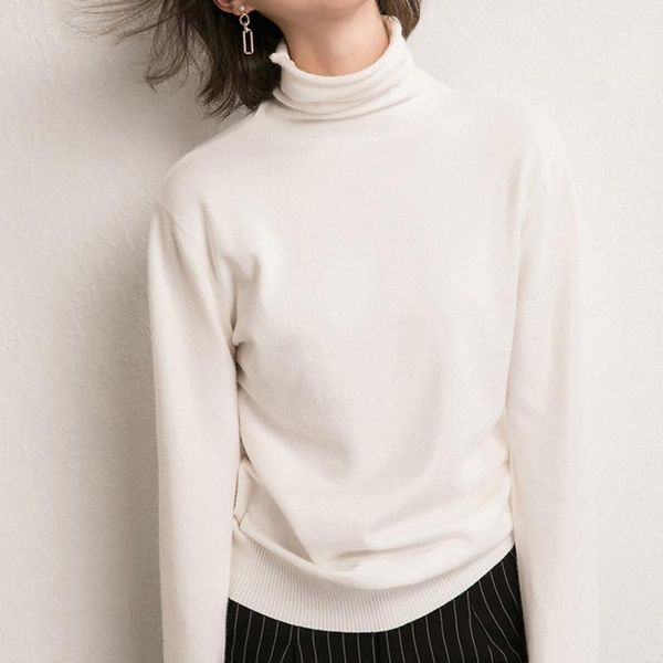 

women sweaters autumn pullover knitted sweater women thin turtleneck long sleeve korean version, White;black