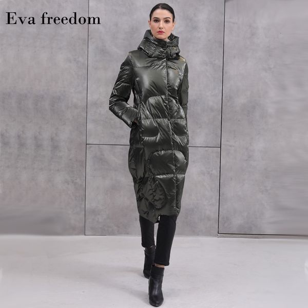 

down jacket bright face wash women's long thickened winter slim fit large fashionable warm coat fashion, Black