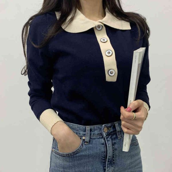 

women's sweaters new autunm female winter turn-down blouses collar striped korean sweaters vintage lady s sw3282 005r, White;black