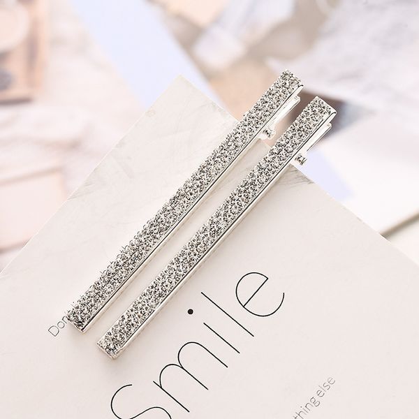 

exquisite rhinestone hairpin simple clip hairpin duck bill side clip headdress, Golden;silver